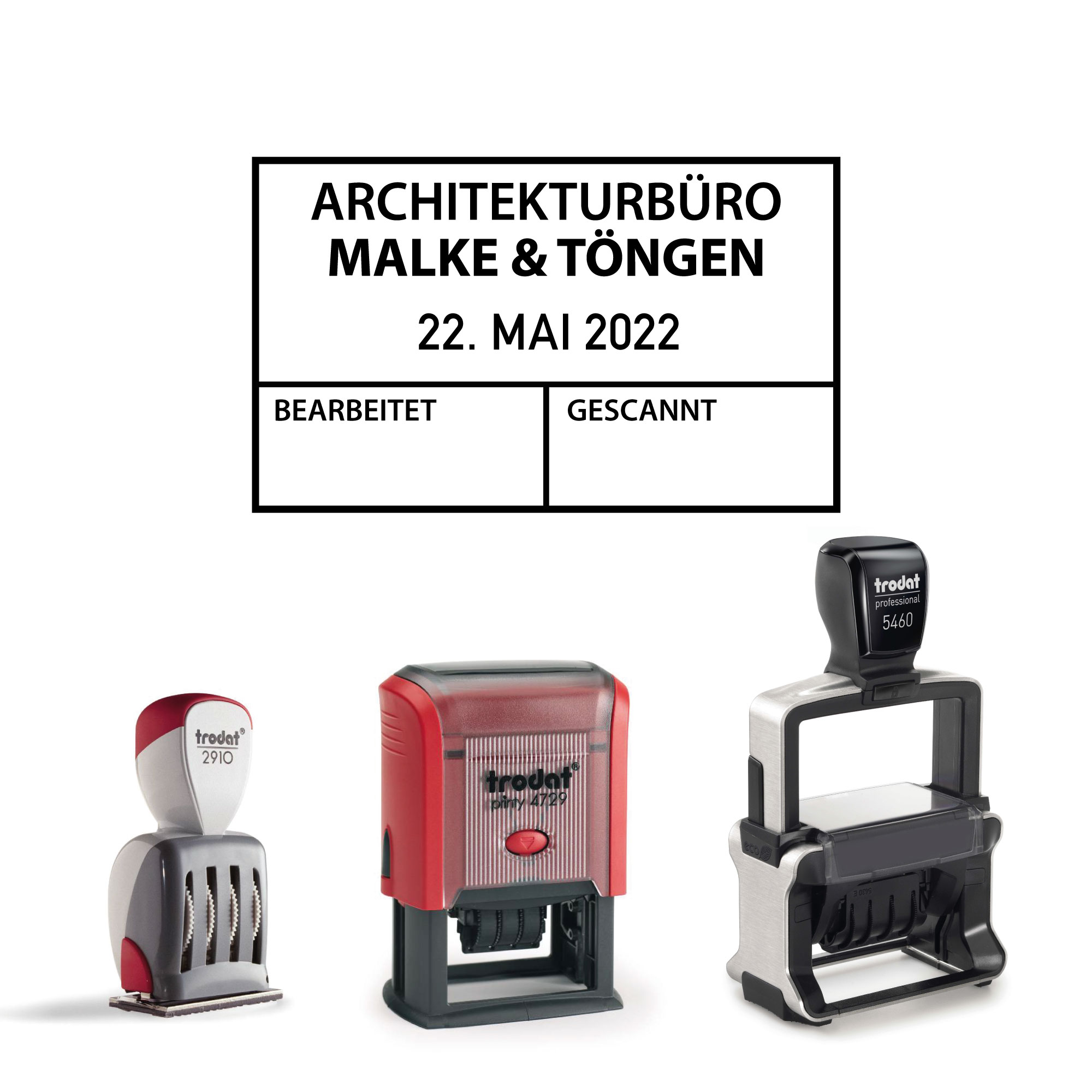 Datumstempel mit bis zu 4 Zeilen Text