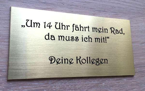 Messingschild graviert