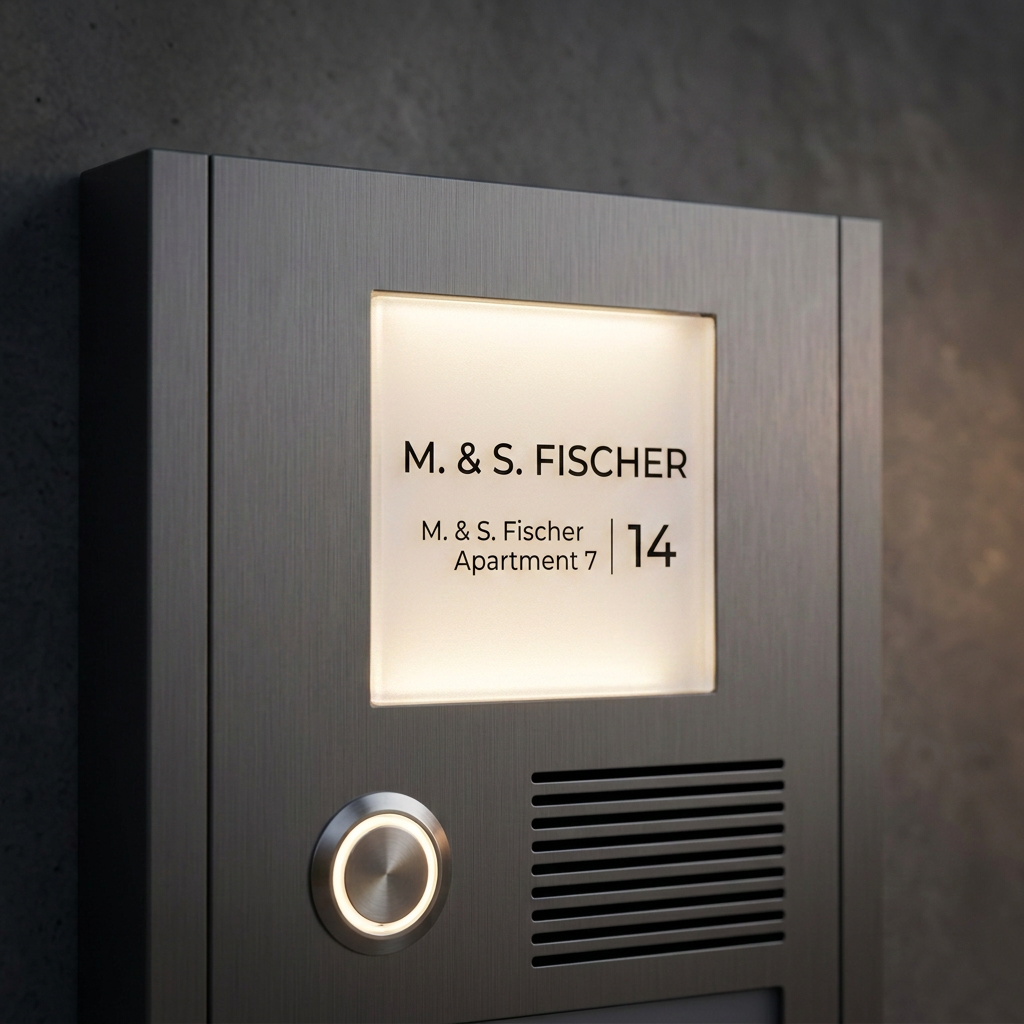 Klingelschild beleuchtet Plexiglas® – Wunschmaß graviert