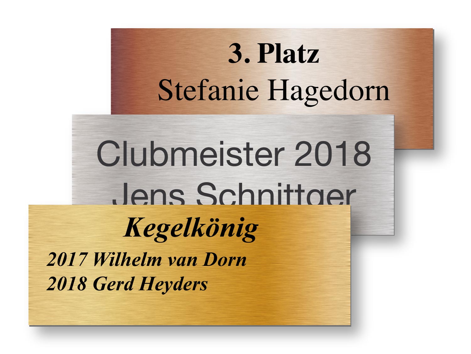 Pokalschilder graviert nach Maß – Selbstklebende Gravurschilder aus Kunststoff (Acrylbasis)